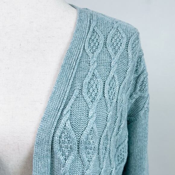 Chico's Light Blue Hint Of Cashmere Cable Knit Long Sweater Cardigan - Picture 8 of 13